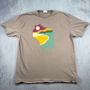 Techstyles Angler's Haven T-Shirt Men's XL Brown Wisconsin Short Sleeve Cotton
